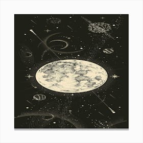 Moon And Stars Canvas Print