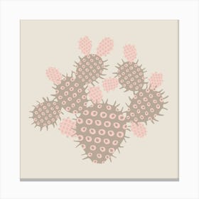 PRICKLY PEAR Desert Cactus in Soft Blush Pink Beige Cream Canvas Print