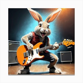 Rabbit Playing Guitar 9 Canvas Print