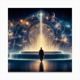 Man In Front Of A Fountain Canvas Print