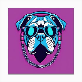 Bulldog With Headphones Canvas Print