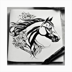 Horse Drawing Canvas Print