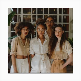 Four Young Women Posing Canvas Print