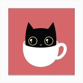 Coffee Cat Square Canvas Print