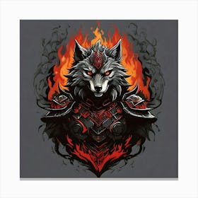 Wolf In Flames 1 Canvas Print