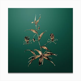 Gold Botanical Flame Lily on Dark Spring Green Canvas Print