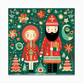 Russian Christmas Couple Canvas Print