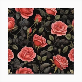 Roses On Black 1 Canvas Print