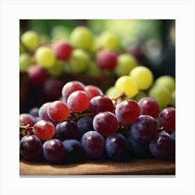 Grapes On A Wooden Table 1 Canvas Print