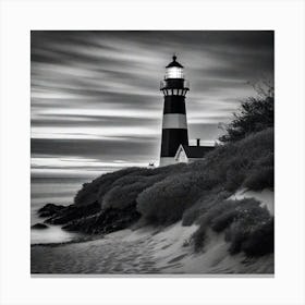 Black And White Lighthouse 11 Canvas Print