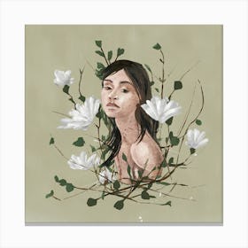 Girl With Flowers 10 Canvas Print