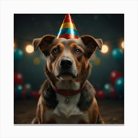 Photo Of Ultra Realistic Dog With Party Hats, Dramatic Light, Cinematic Lighting2 Canvas Print