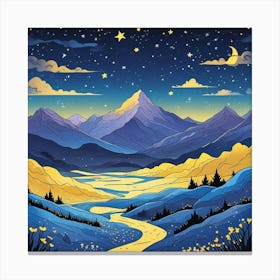 Celestial Milky Way Above A Desert Landscape Art (2) Canvas Print