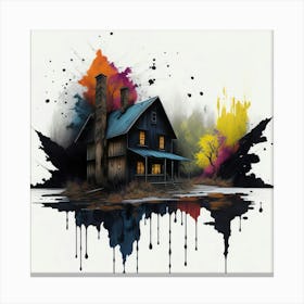 Colored House Ink Painting (119) Canvas Print