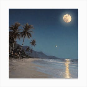 Full Moon At The Beach Canvas Print