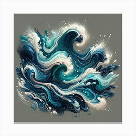 Ocean Waves Abstract Painting Canvas Print