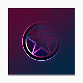 Geometric Neon Glyph on Jewel Tone Triangle Pattern 076 Canvas Print
