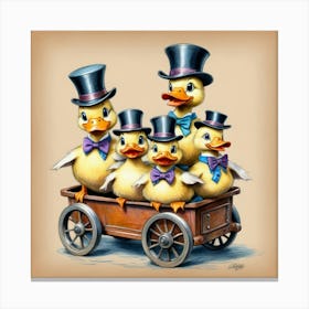 Ducks In A Wagon 2 Canvas Print