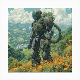 Robot In Bloom Canvas Print