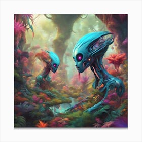 Imagination, Trippy, Synesthesia, Ultraneonenergypunk, Unique Alien Creatures With Faces That Looks (9) Canvas Print