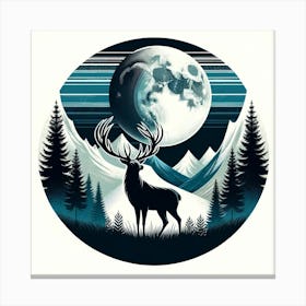 Deer In The Moonlight 2 Canvas Print