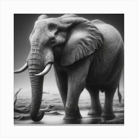 Elephant In charcoal drawing 1 Canvas Print