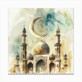 Watercolor Of A Mosque 3 Canvas Print