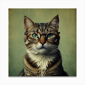 Default Cats With Glasses Art Print 3 Canvas Print