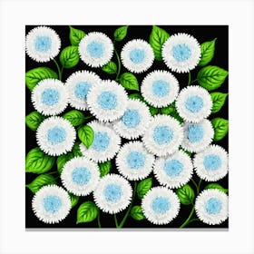 White And Blue Chrysanthemums 1 Canvas Print