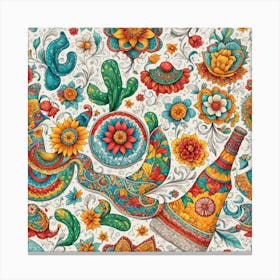 Mexican Floral Pattern Canvas Print