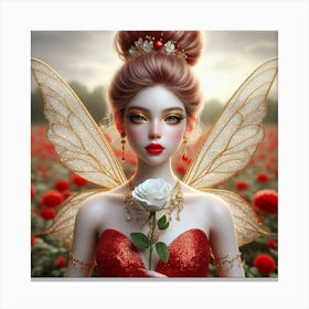 Fairy With Rose Canvas Print