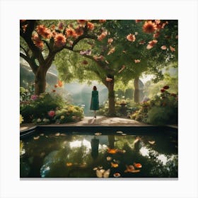 Girl In A Garden 7 Canvas Print