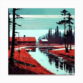 Red House In The Woods Canvas Print