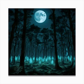 Full Moon In The Forest Canvas Print