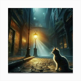 Cat In A Dark Alley Canvas Print