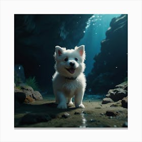 Dog In The Water Canvas Print