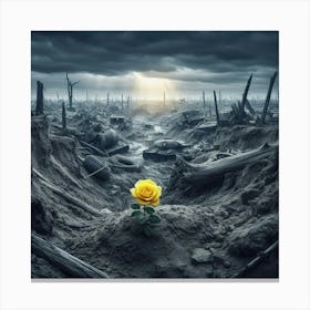 Yellow Rose In The Ruins Canvas Print