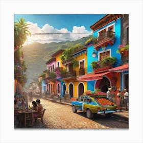 Colorful Street In Cuba Canvas Print