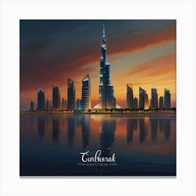 Dubai Skyline At Sunset 1 Canvas Print