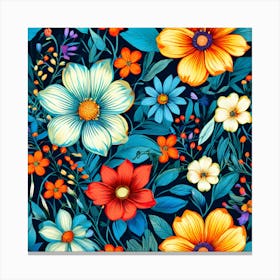 Floral Wallpaper, A Vibrant Bursting With Colorful Flowers Perfect For Those Who Love Nature, Floral Seamless Pattern, Floral Wallpaper, Colorful Flowers, Flower Painting Canvas Print