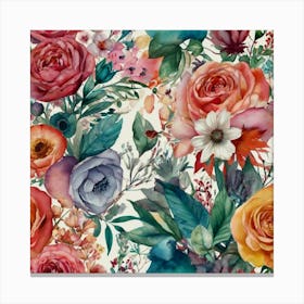 Watercolor Roses Canvas Print