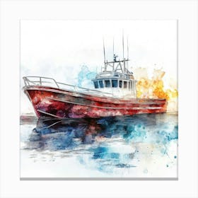 Fishing Boat Watercolor Painting Canvas Print