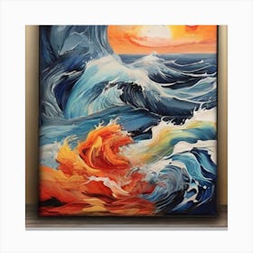 Abstract Painting With Sea Colors 1 Canvas Print
