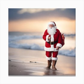 Santa Claus On The Beach Canvas Print