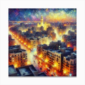 Egyptian City At Night Canvas Print