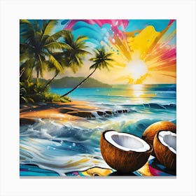 Coconuts On The Beach Canvas Print