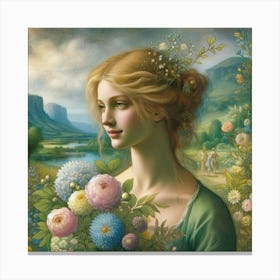 Girl With Flowers 2 Canvas Print