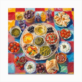 Mediterranean Mezze Platter Checkerboard 1 Canvas Print