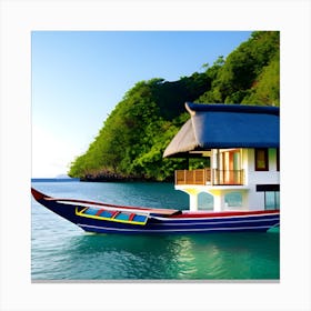 Houseboat In The Ocean Canvas Print