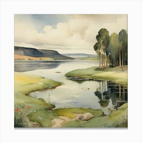 Small Lake 1919 By Magnus Enckell Watercolor Cartoon 1 Canvas Print